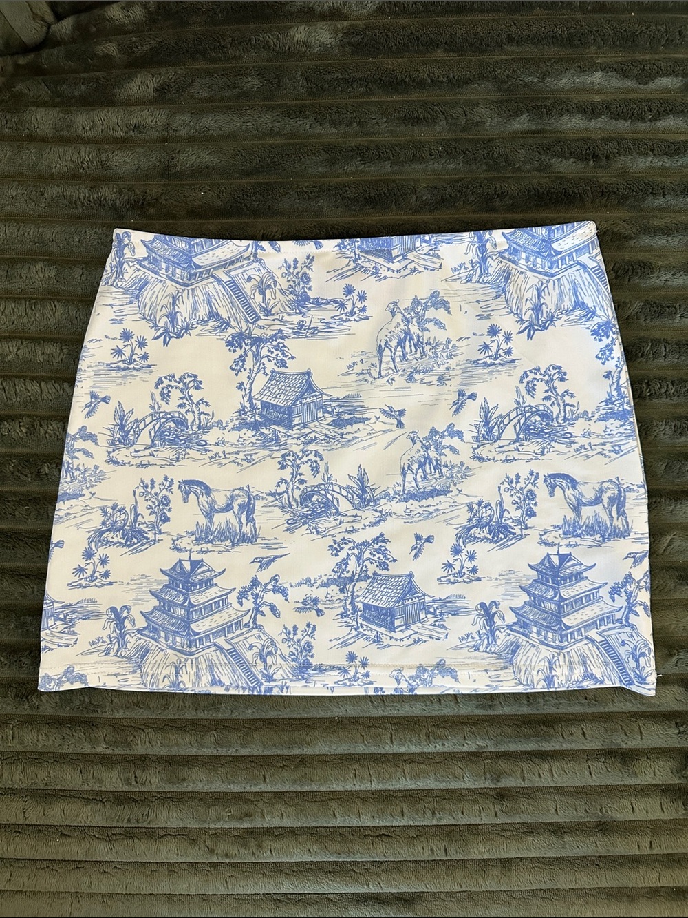 Edikted Blue Toile Mini Skirt